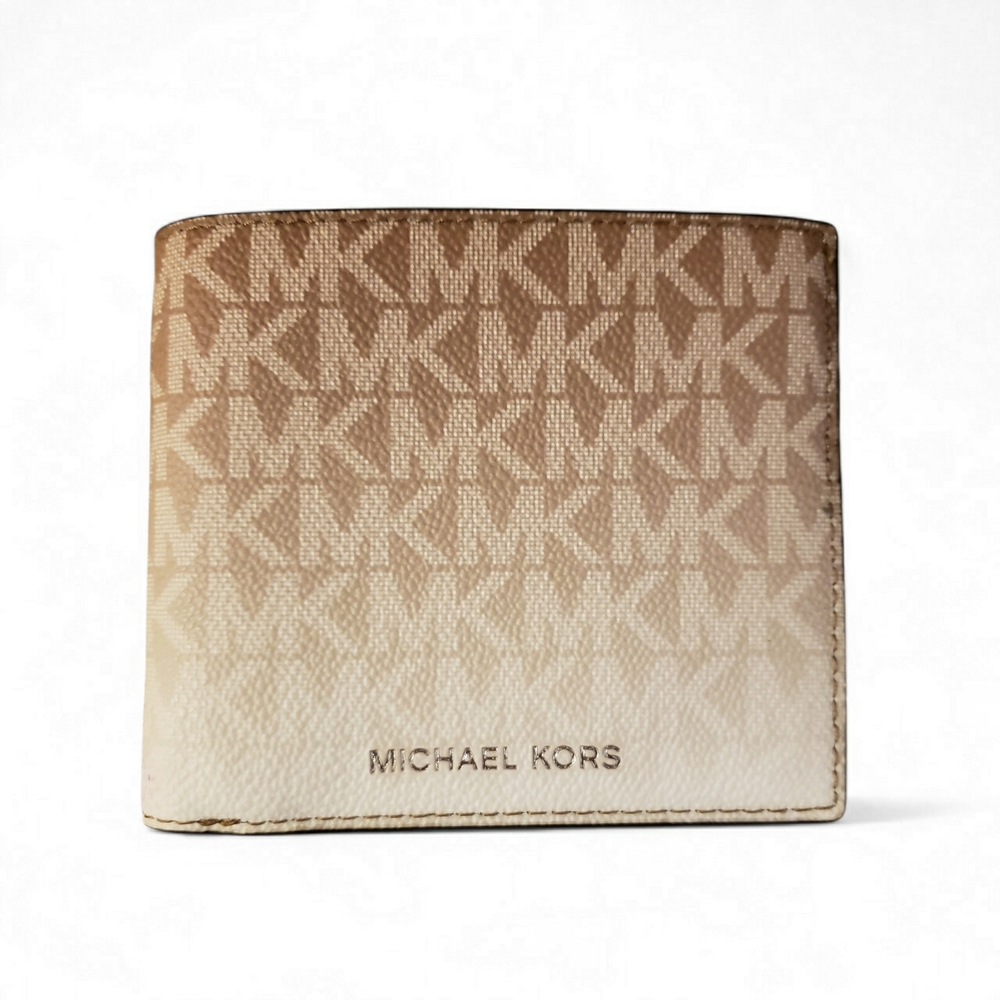 MK Michael Kors Men's Signature Ombré Bifold Wallet - Beige to Tan NWOT - Picture 4 of 4
